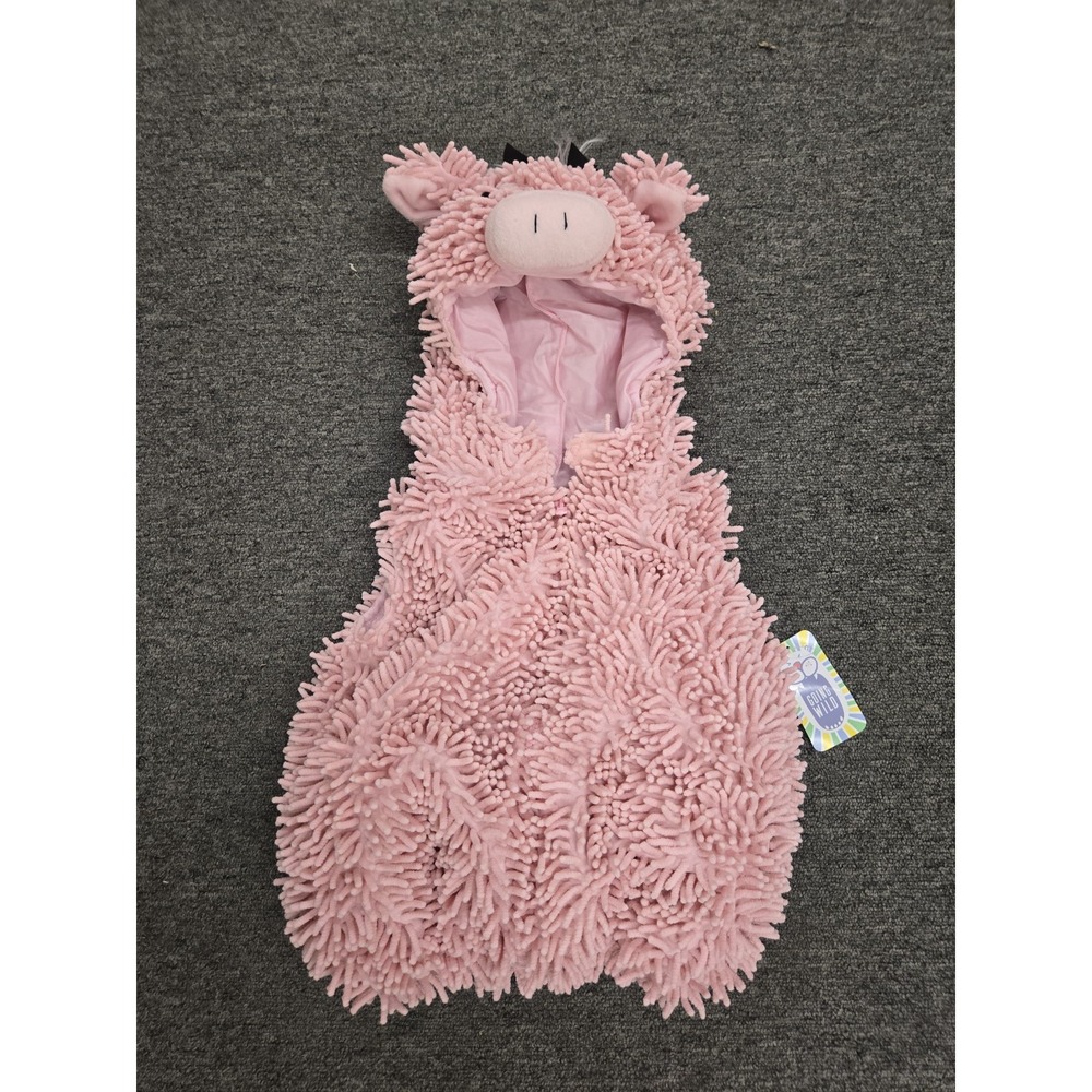 TODDLER  PINK PIG VEST BODYSUIT HOODED PLUSH HALLOWEEN COSTUME 3-6 MONTHS